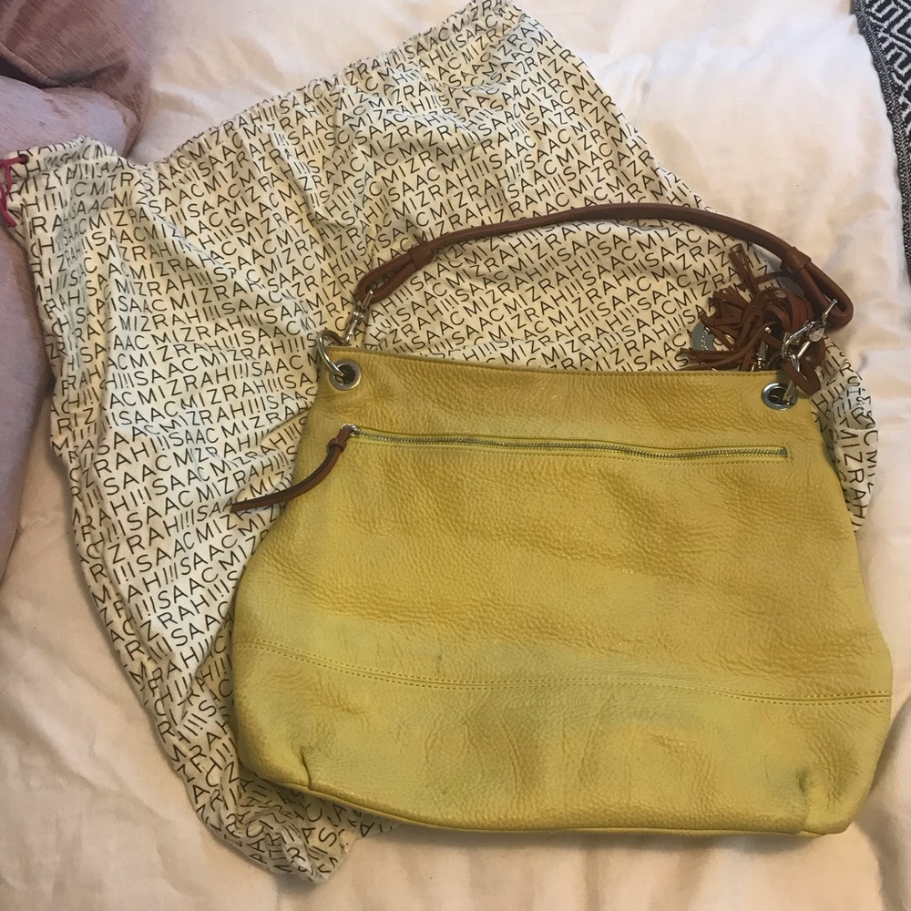 Isaac Mizrahi yellow leather shoulder bag